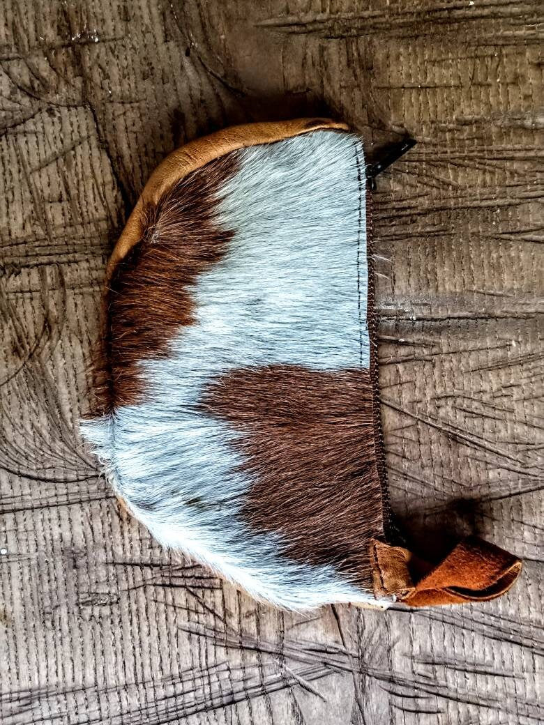 Vintage leather zip coin pouch